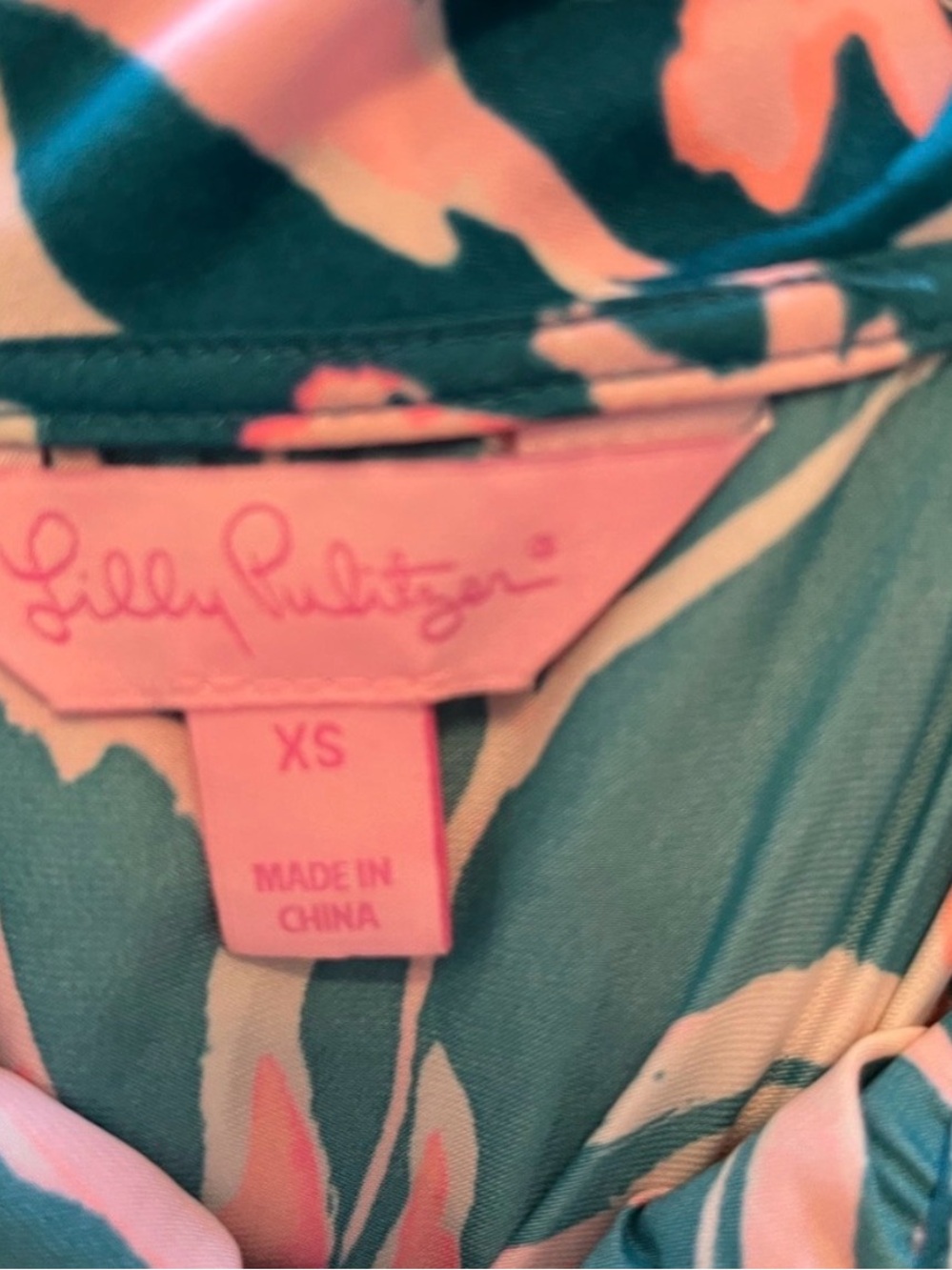 Lilly Pulitzer Emilia Teal & Pink Cold-Shoulder Jumpsuit XS - Picture 5 of 7